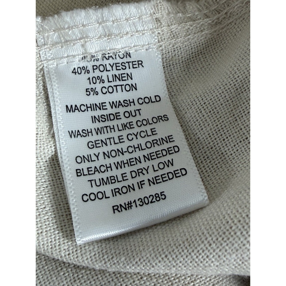 Per Se Shorts Ivory Tan‎ Linen Blend Women's Size Small Tie Elastic Coastal - Picture 5 of 13